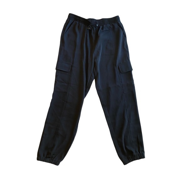 Gemma & Jane Black Jogger Pocket Drawstring Pants Size Medium - Picture 1 of 9
